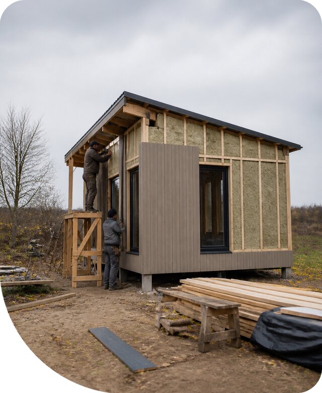 Строительство утепленного домика под ключ для дачи в Павлове