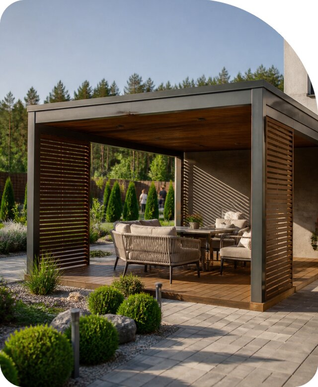Строительство навеса для патио в Павлове от 45617 р. | РадиДОМА-Пвв